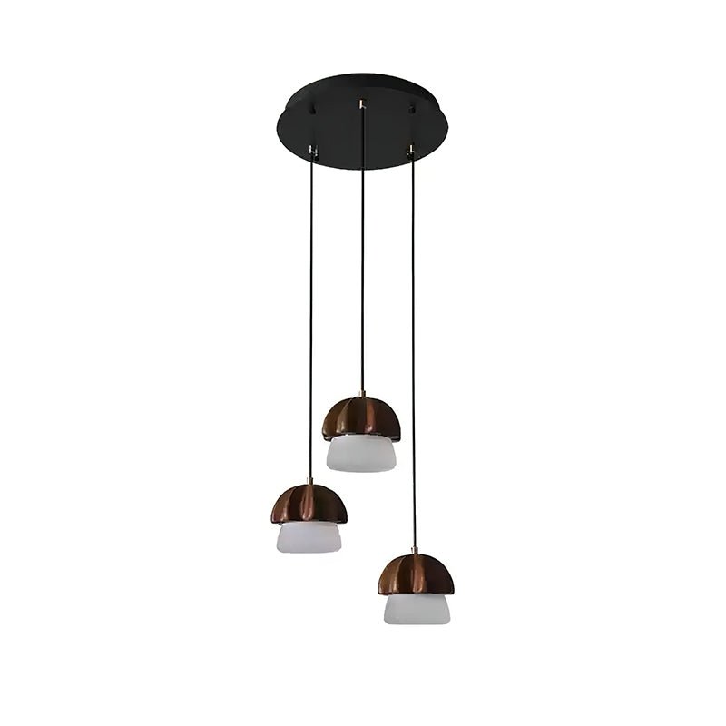 Rineine lámpara colgante Mushroom Cluster de madera y vidrio