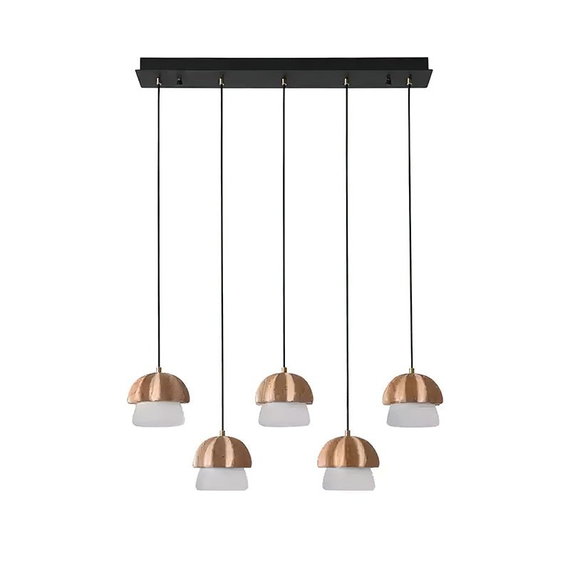 Rineine lámpara colgante Mushroom Cluster de madera y vidrio