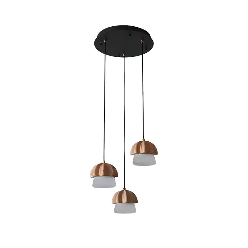 Rineine lámpara colgante Mushroom Cluster de madera y vidrio