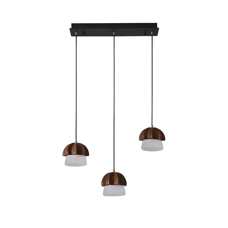 Rineine lámpara colgante Mushroom Cluster de madera y vidrio
