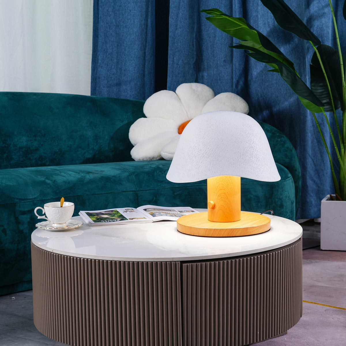 Wond lámpara de mesa de resina y madera