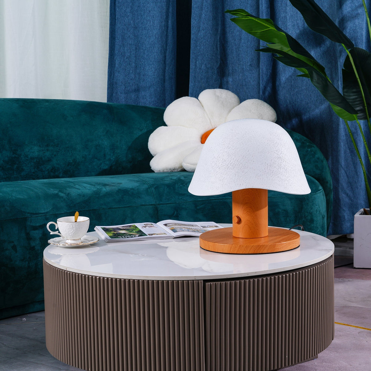 Wond lámpara de mesa de resina y madera