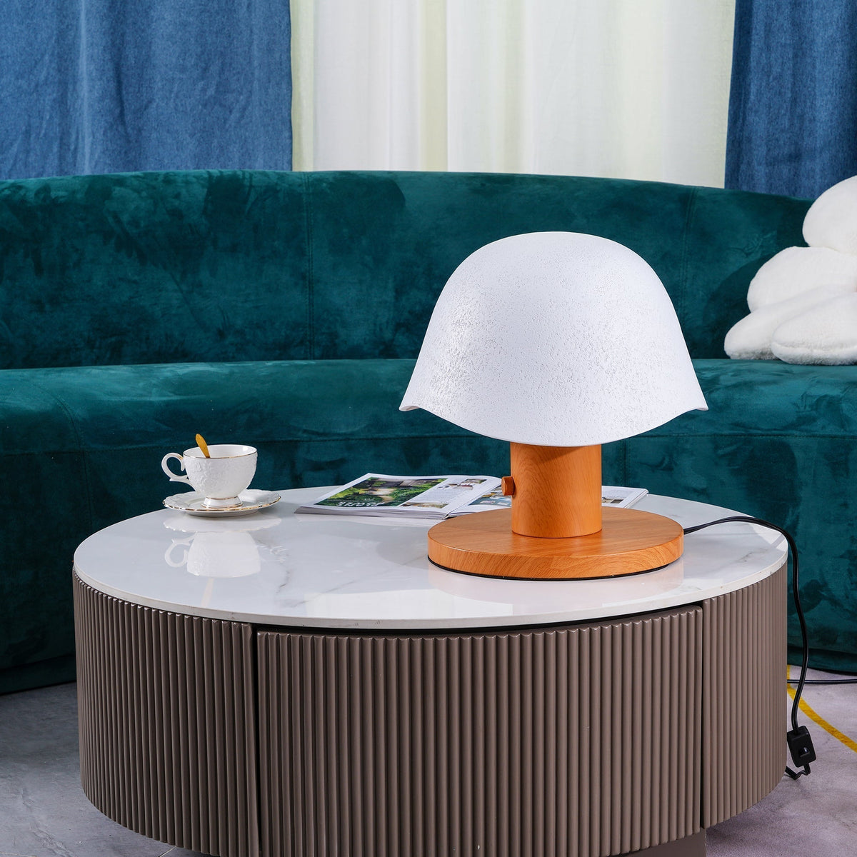 Wond lámpara de mesa de resina y madera