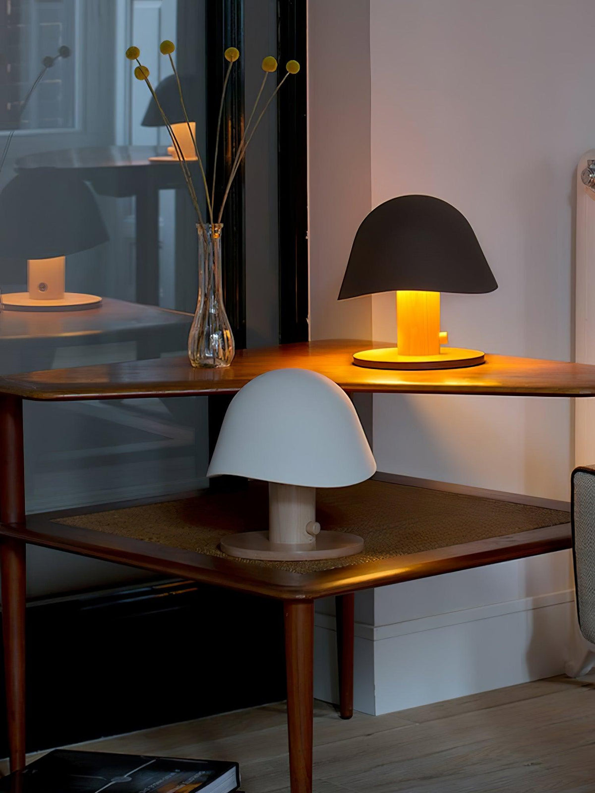 Wond lámpara de mesa de resina y madera
