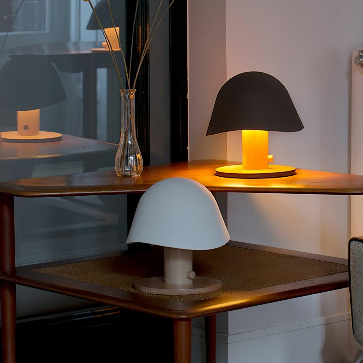 Wond lámpara de mesa de resina y madera