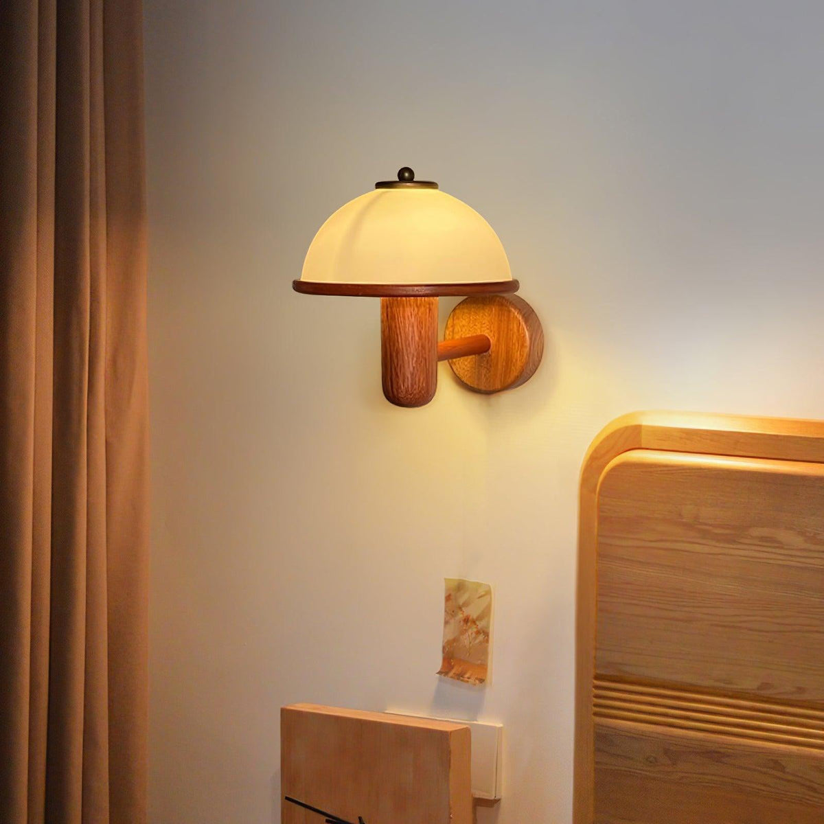 Rinerise aplique de pared tipo seta en madera de roble