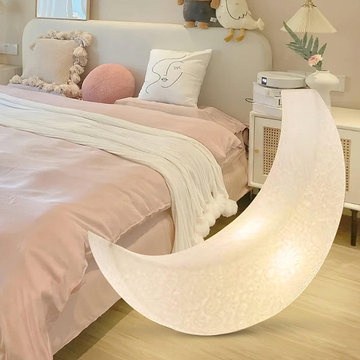 Zetheor lámpara de pie en forma de media luna de resina