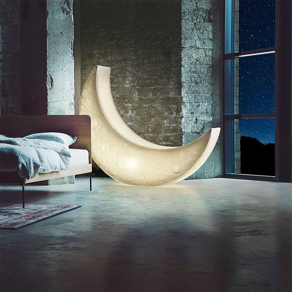 Zetheor lámpara de pie en forma de media luna de resina