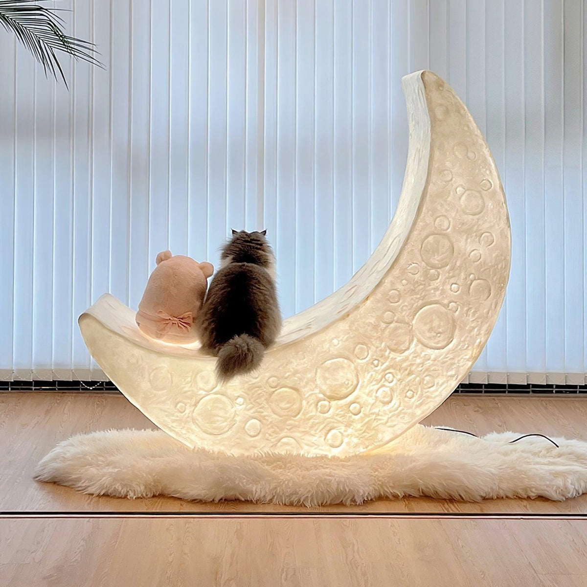 Zetheor lámpara de pie en forma de media luna de resina