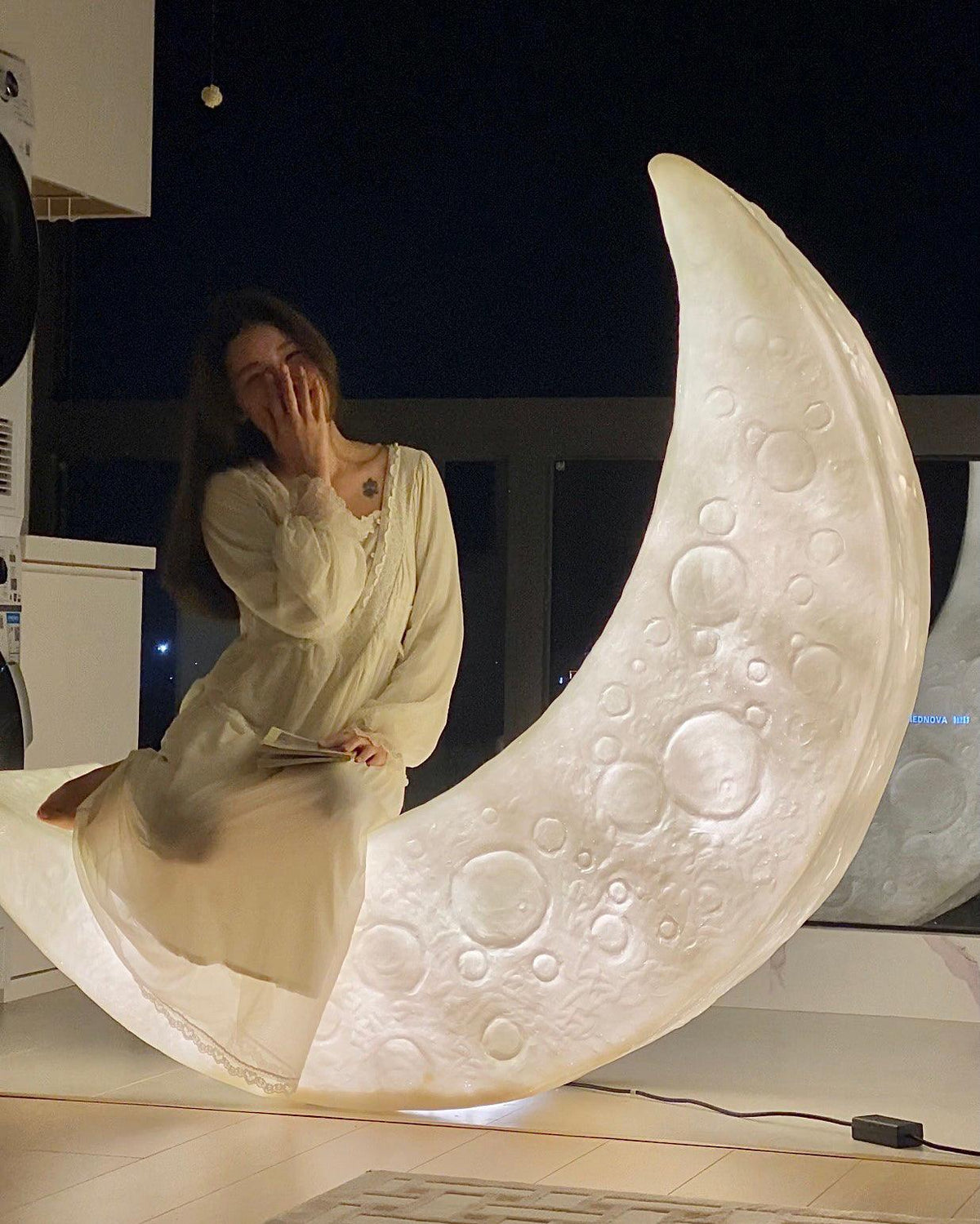 Zetheor lámpara de pie en forma de media luna de resina