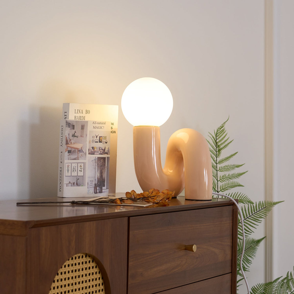 Soreeon lámpara de mesa de estilo lúdico N Shape todo en blanco