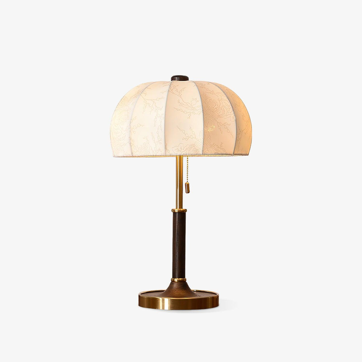 Nalemu lámpara de mesa de madera y tejido