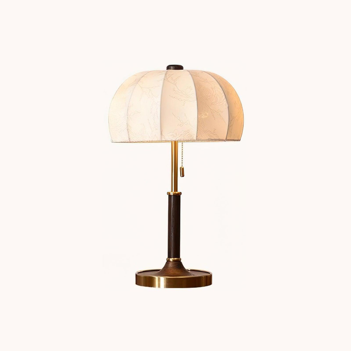 Nalemu lámpara de mesa de madera y tejido