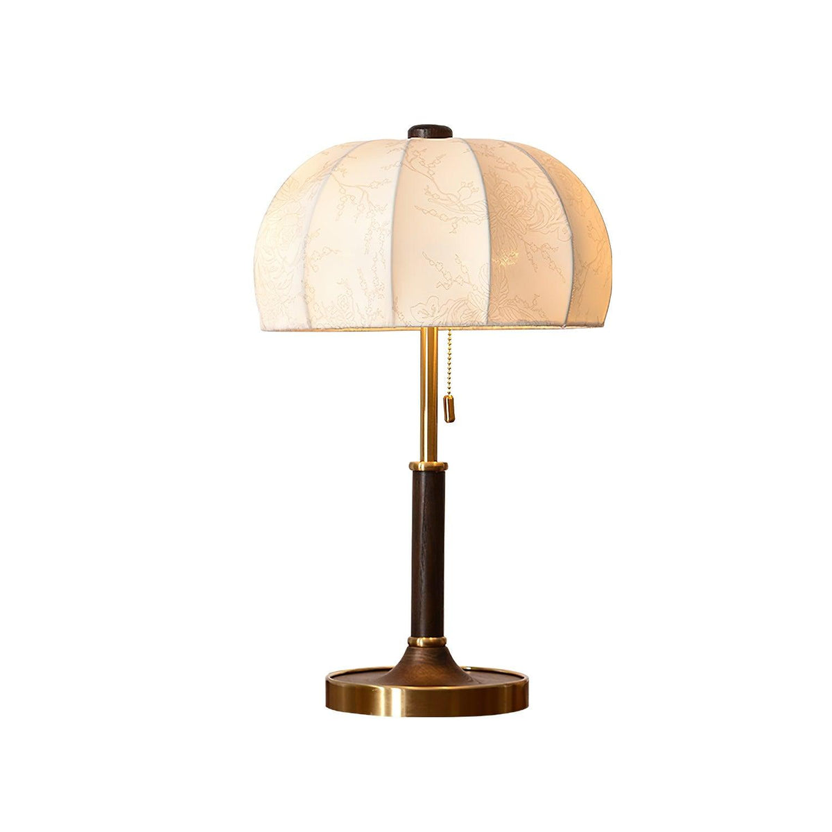 Nalemu lámpara de mesa de madera y tejido