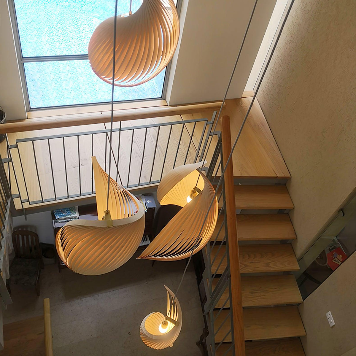 Loe lámpara colgante postmoderna de lujo en madera