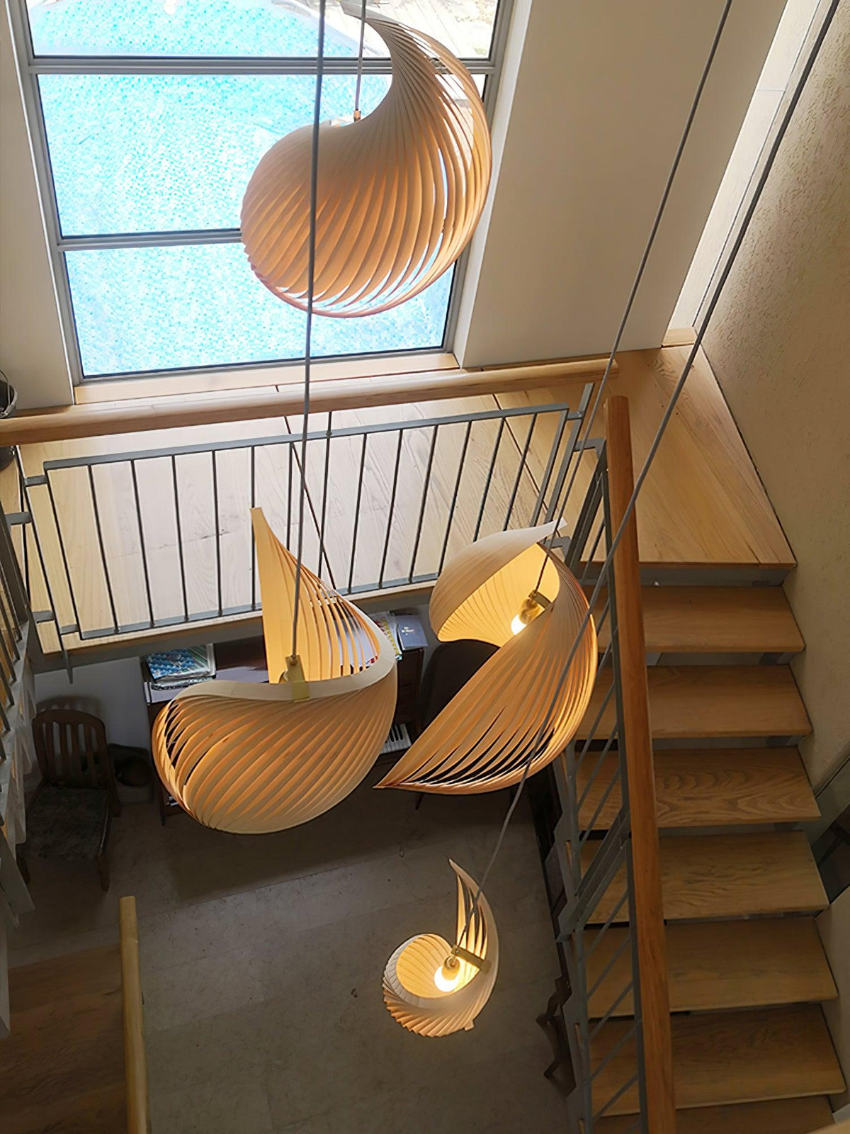 Loe lámpara colgante postmoderna de lujo en madera