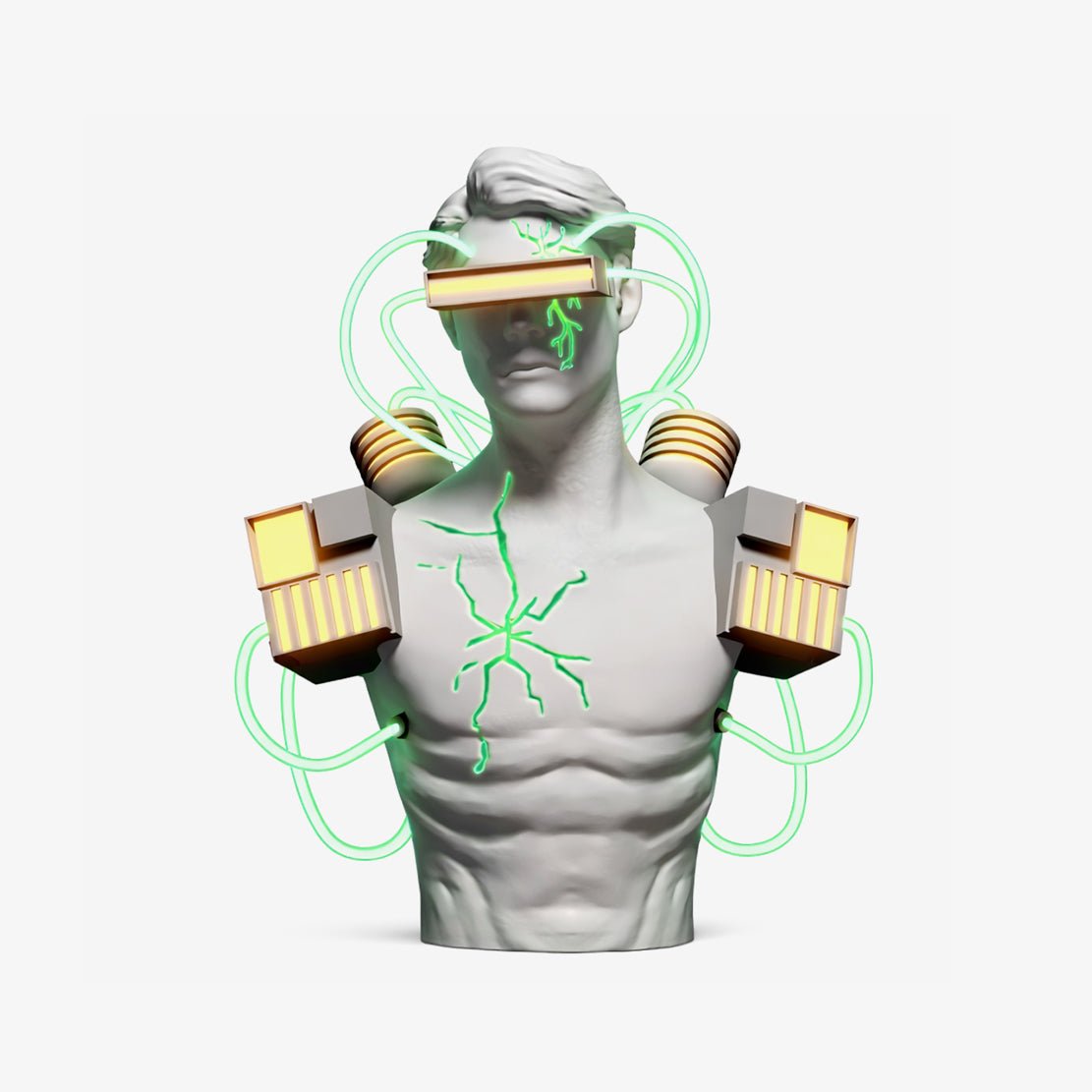 Neon lámpara de mesa Circuit Bust Sculpture