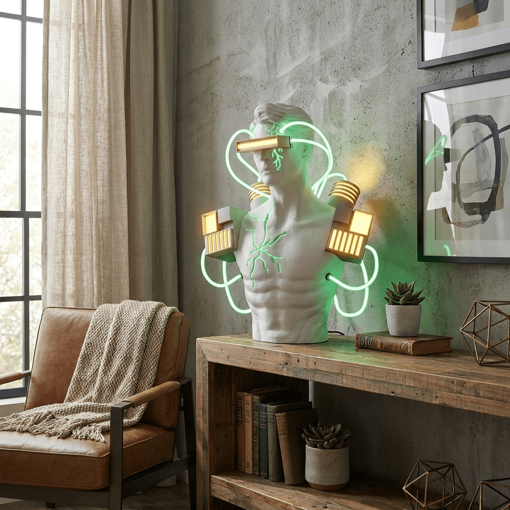 Neon lámpara de mesa Circuit Bust Sculpture