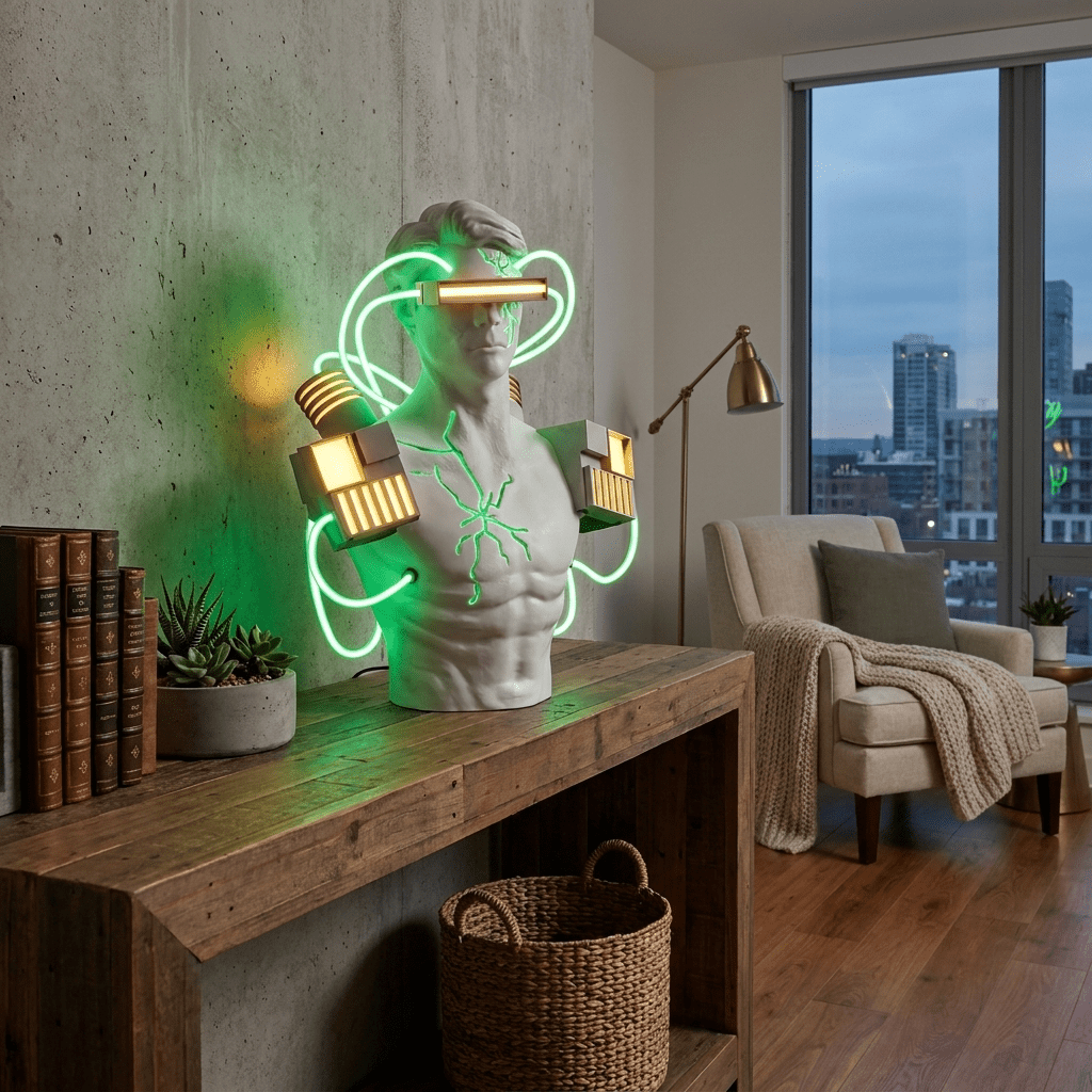 Neon lámpara de mesa Circuit Bust Sculpture