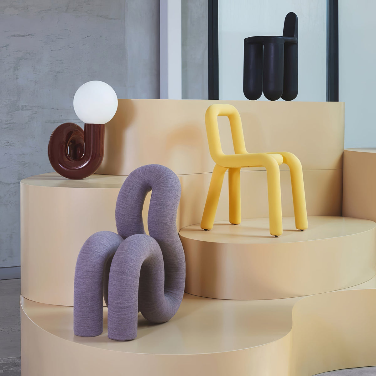 Soreeon lámpara de mesa de estilo lúdico N Shape todo en blanco
