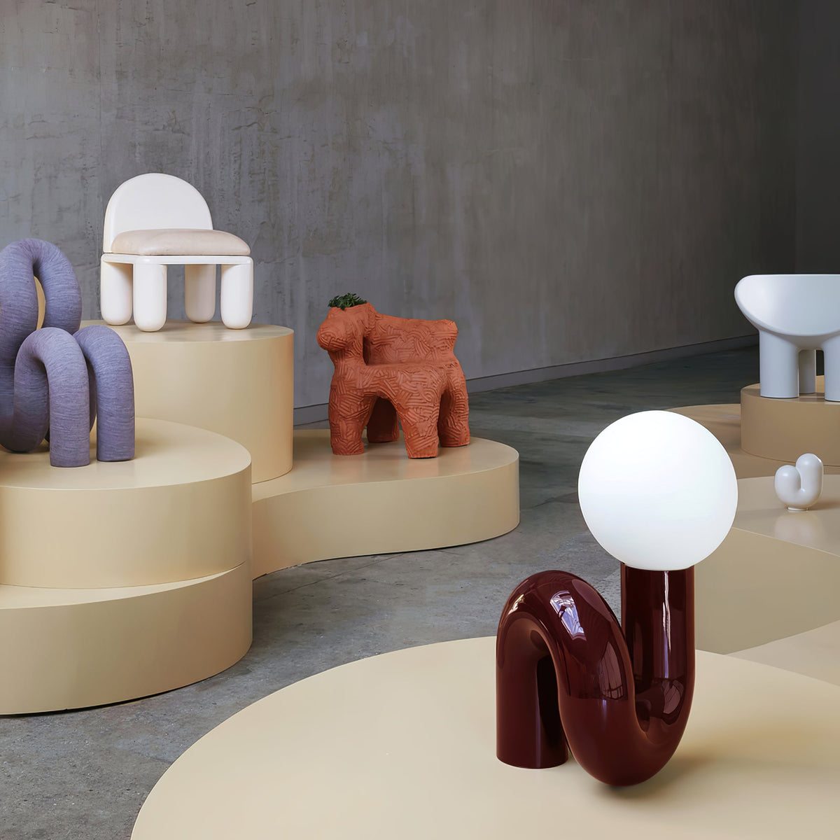 Soreeon lámpara de mesa de estilo lúdico N Shape todo en blanco