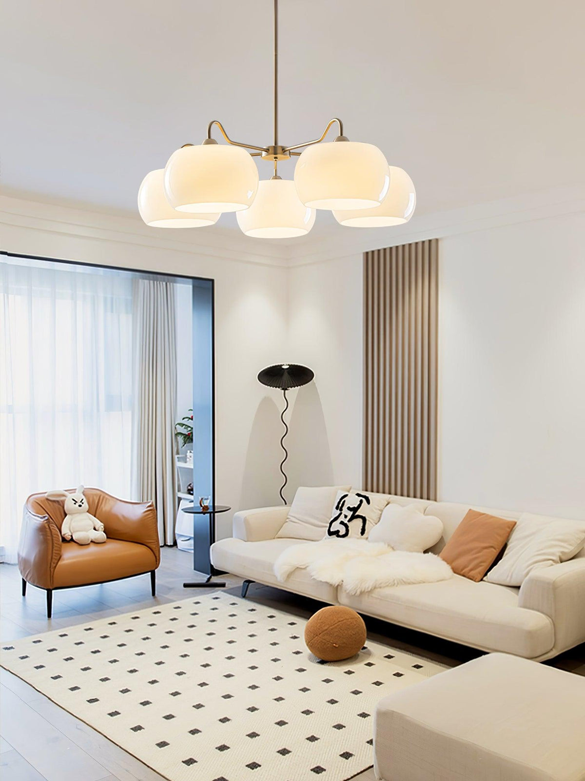 Kade lámpara de araña de vidrio blanco en forma de persimón