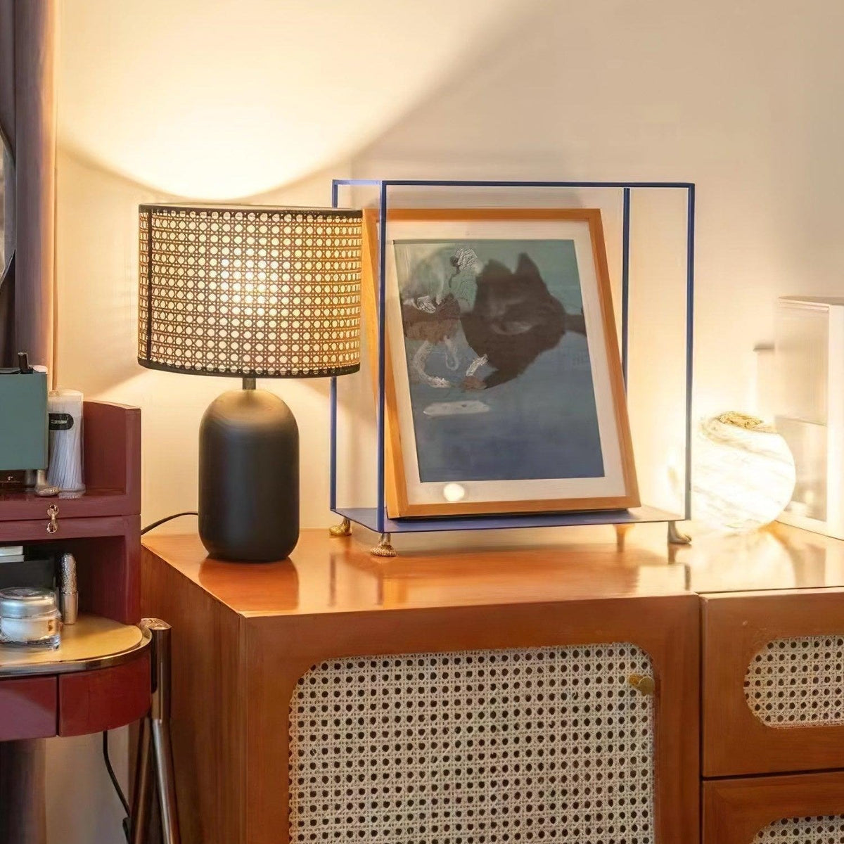Ravarielle lámpara de mesa moderna de bambú