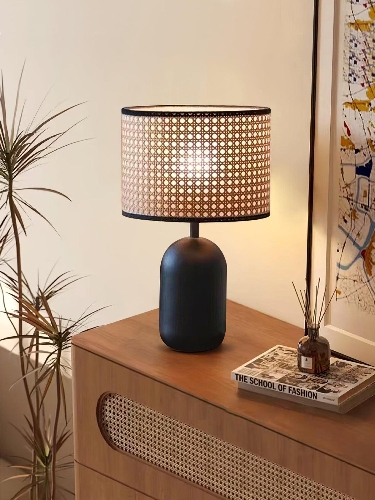 Ravarielle lámpara de mesa moderna de bambú