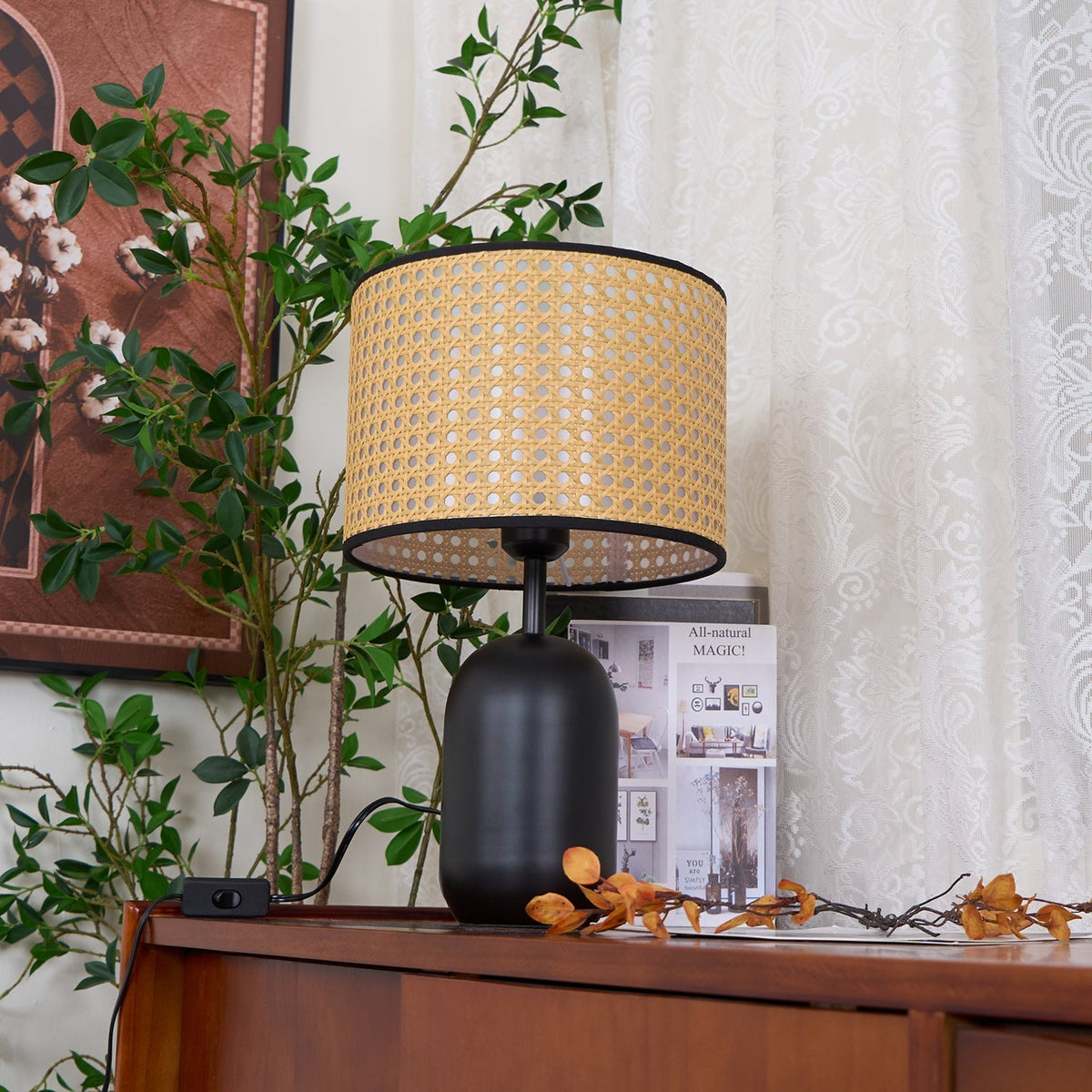 Ravarielle lámpara de mesa moderna de bambú