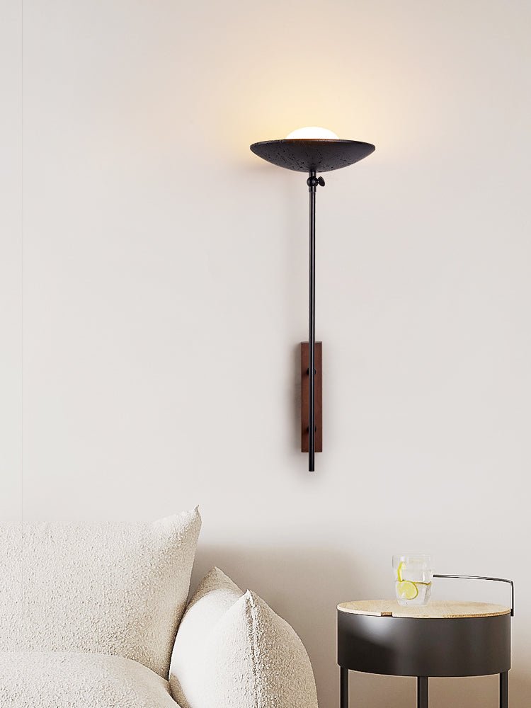 Fawn aplique de pared Sunflower moderno en travertino negro