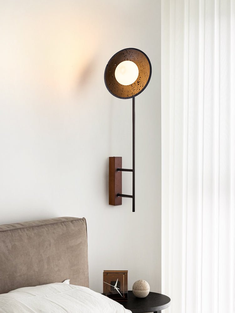 Fawn aplique de pared Sunflower moderno en travertino negro