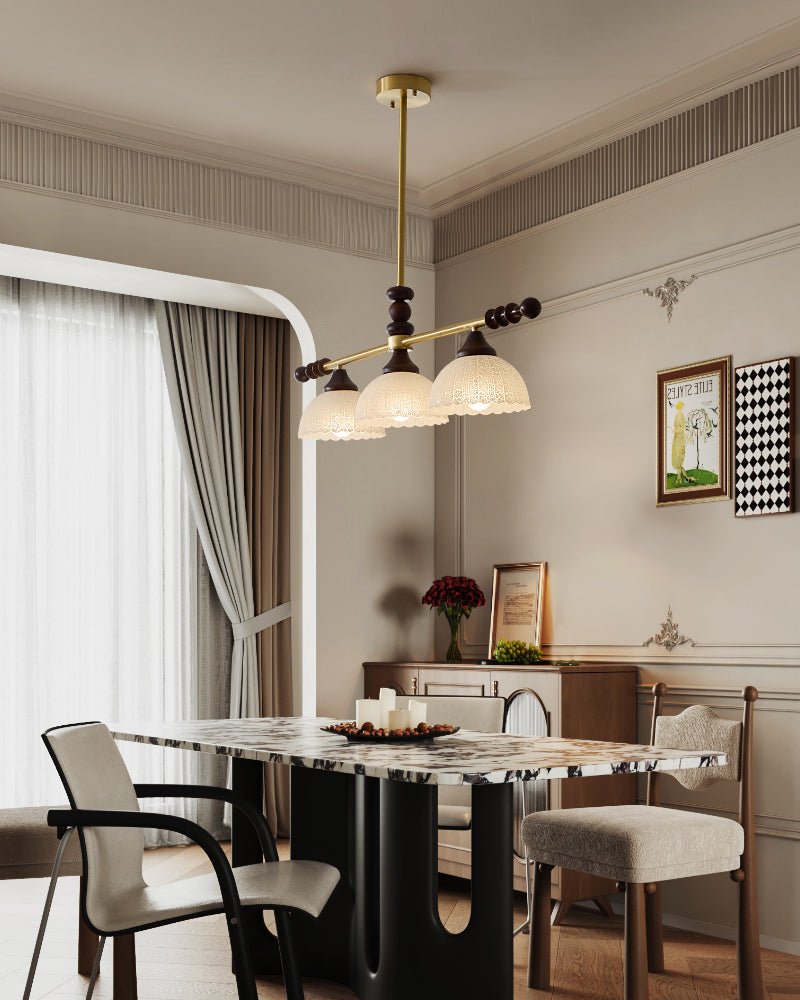 Codoriel lámpara colgante tradicional con equilibrio para isla en madera y vidrio