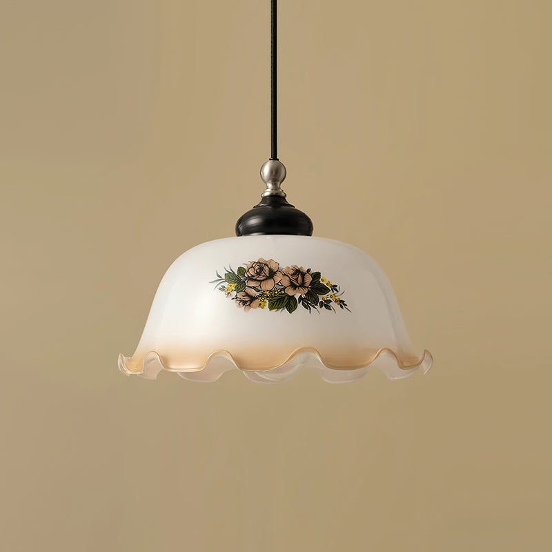 Belvia lámpara colgante Vintage de vidrio con detalles florales