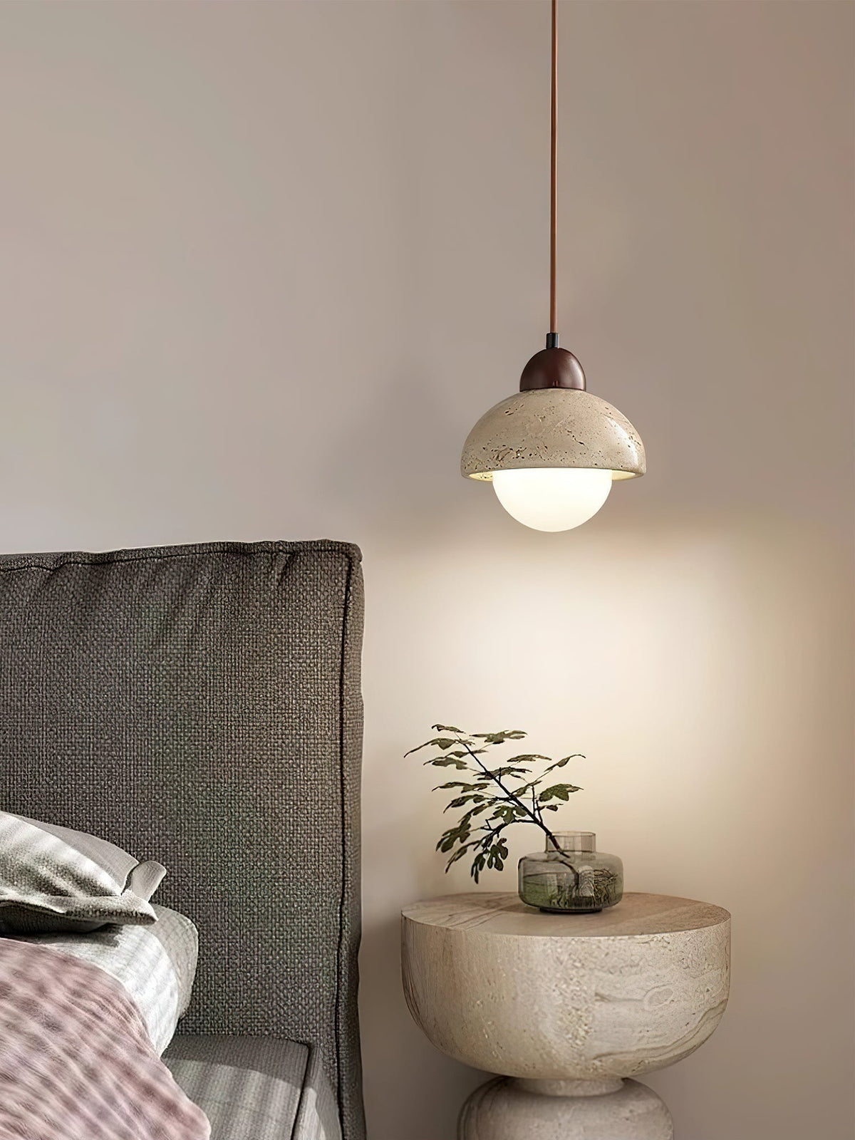Lunex lámpara colgante de cúpula en travertino