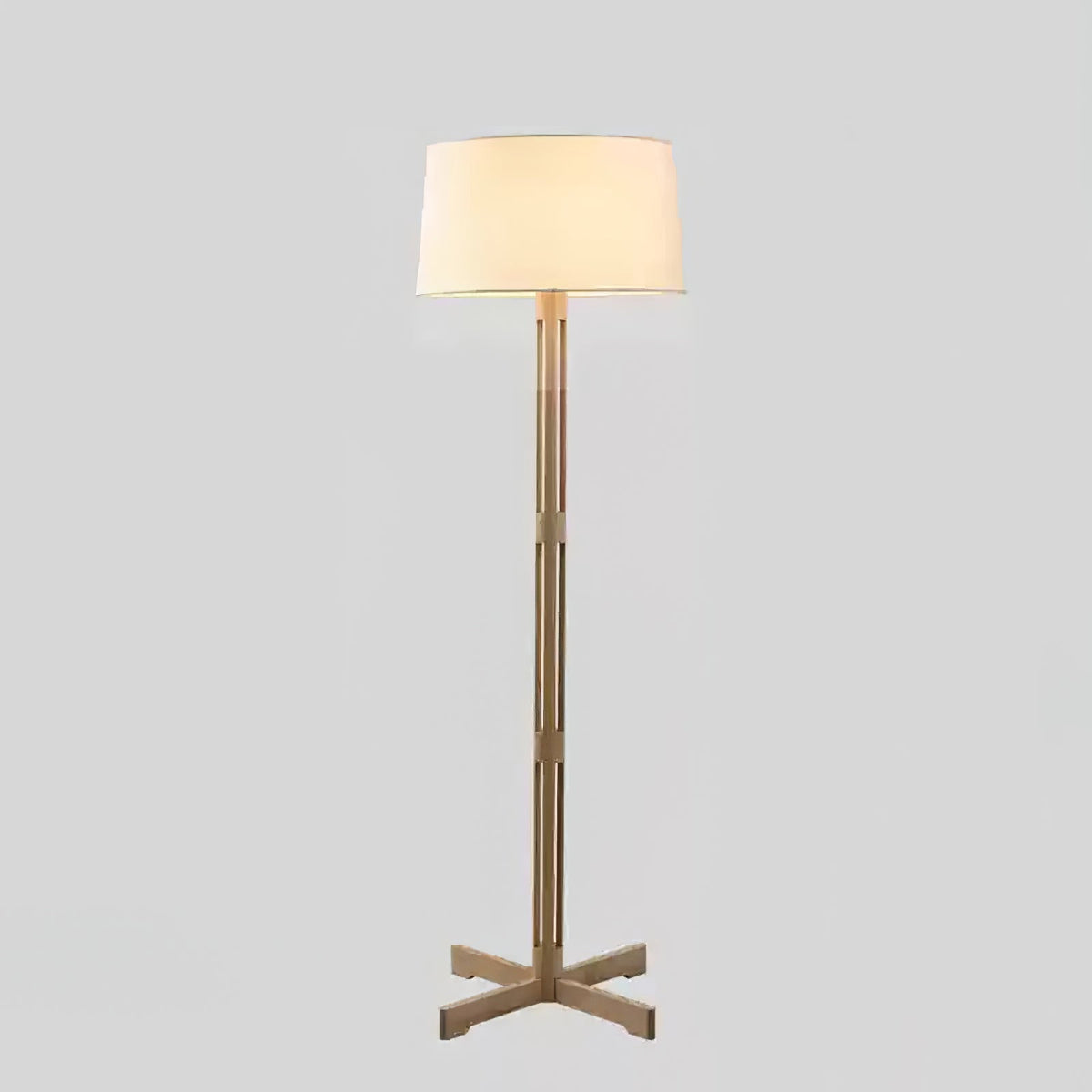 Quayen lámpara de pie clásica de madera y tejido