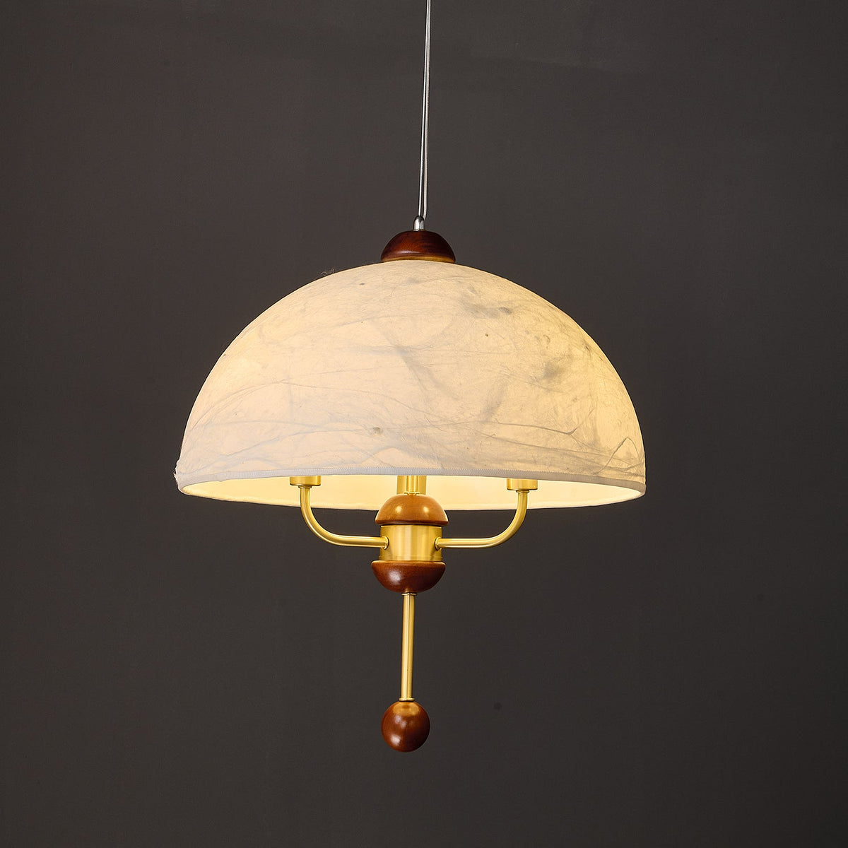 Varaeia lámpara colgante con elegancia tradicional y florón de tejido de madera