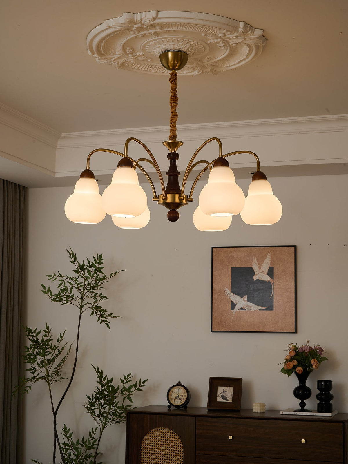 Novelle lámpara de araña Elegancia tradicional vintage de madera