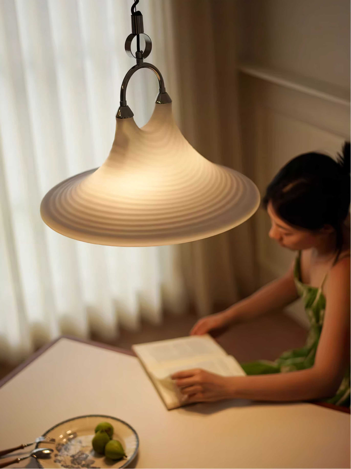 Aurmiros lámpara colgante moderna minimalista de vidrio con diseño en espiral