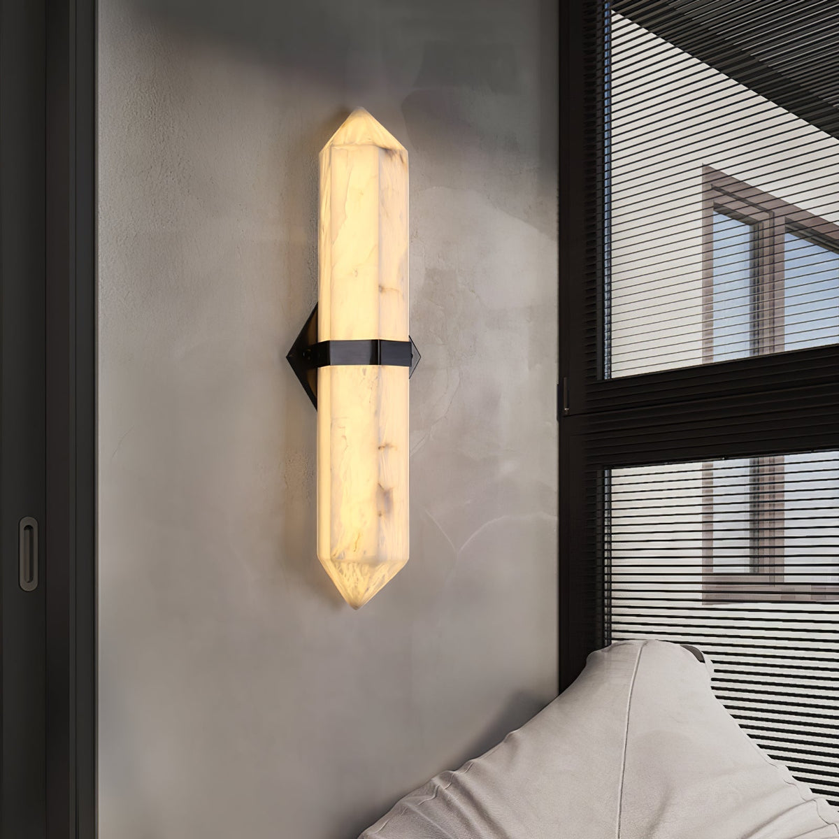 Albiaya aplique de pared de alabastro con latón para dormitorio