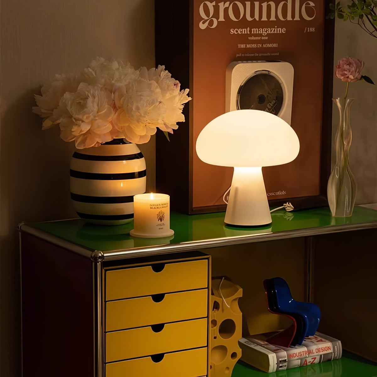 Ombra lámpara de mesa con vidrio whimsical