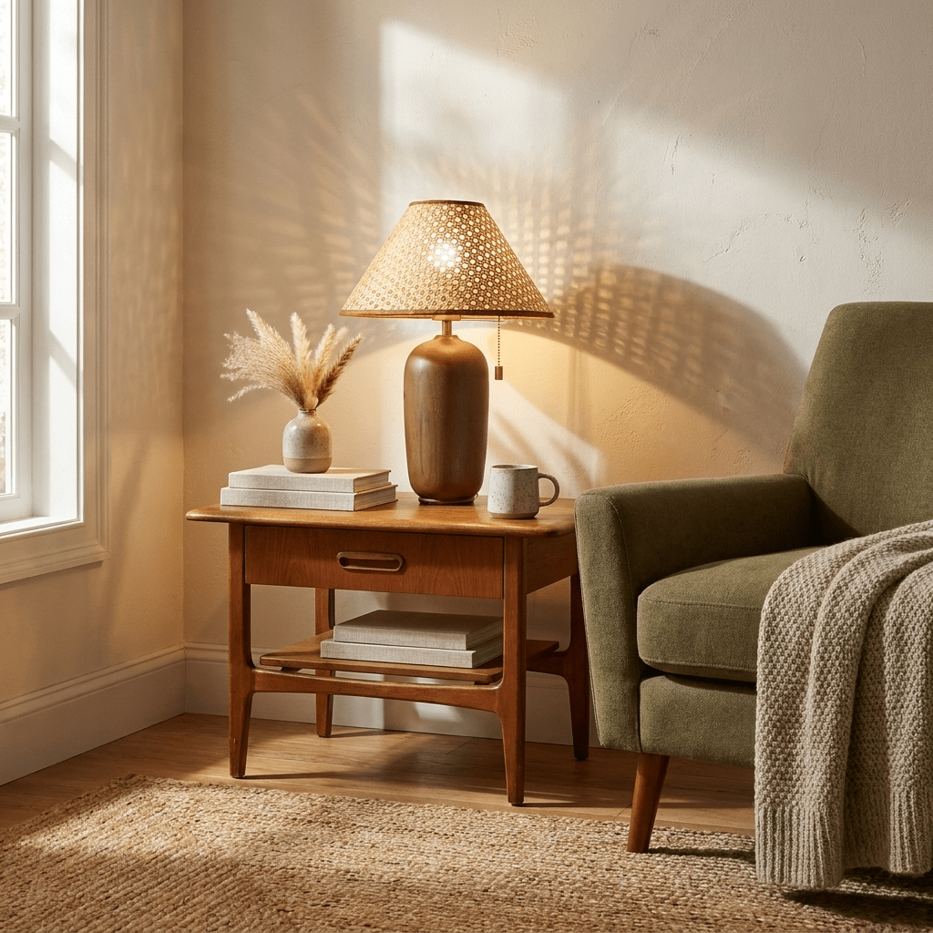 Rinoena lámpara de mesa de madera