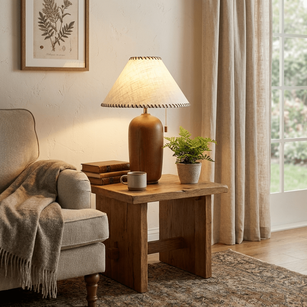 Rinoena lámpara de mesa de madera