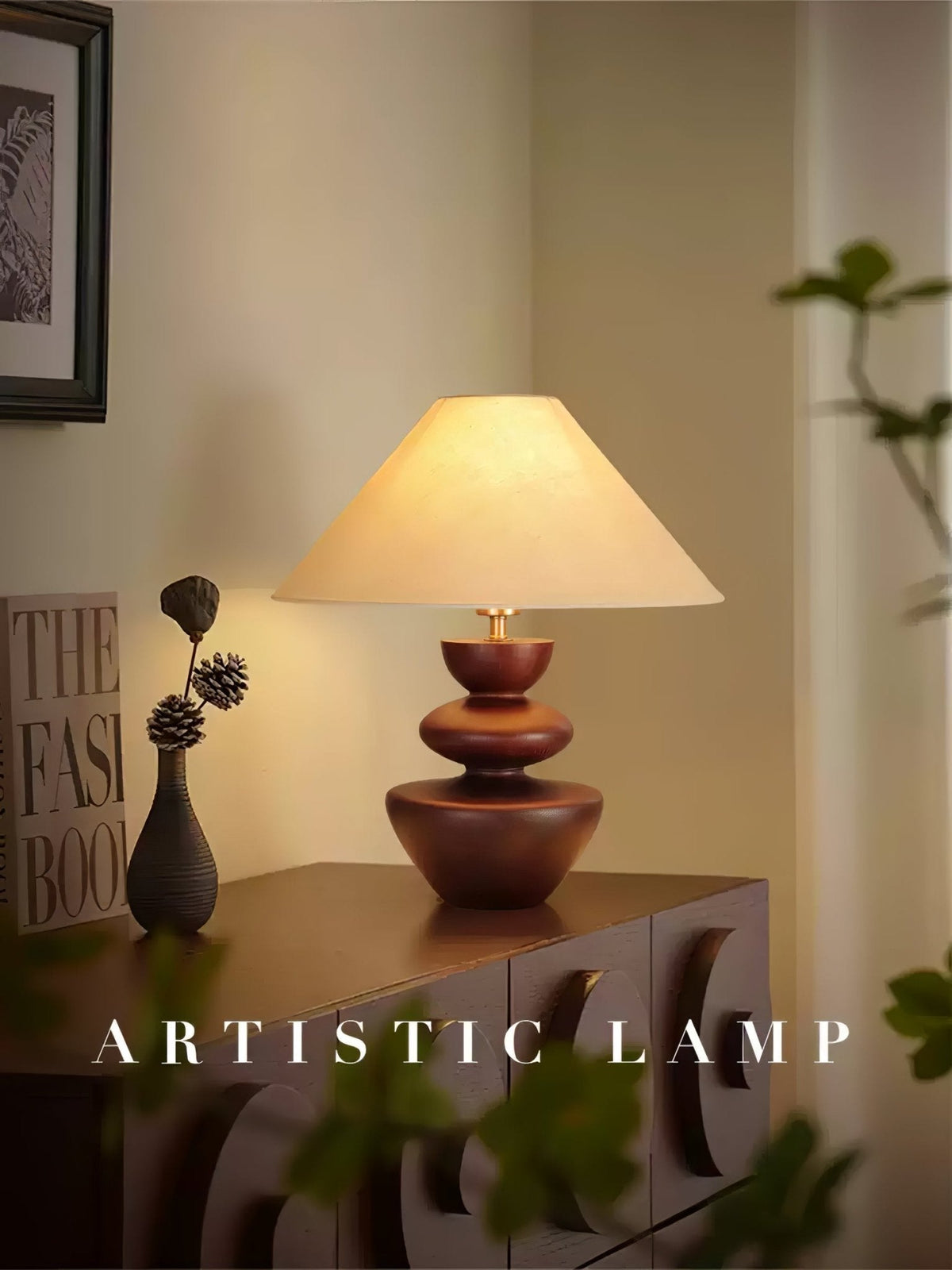 Joanne lámpara de mesa de madera vintage