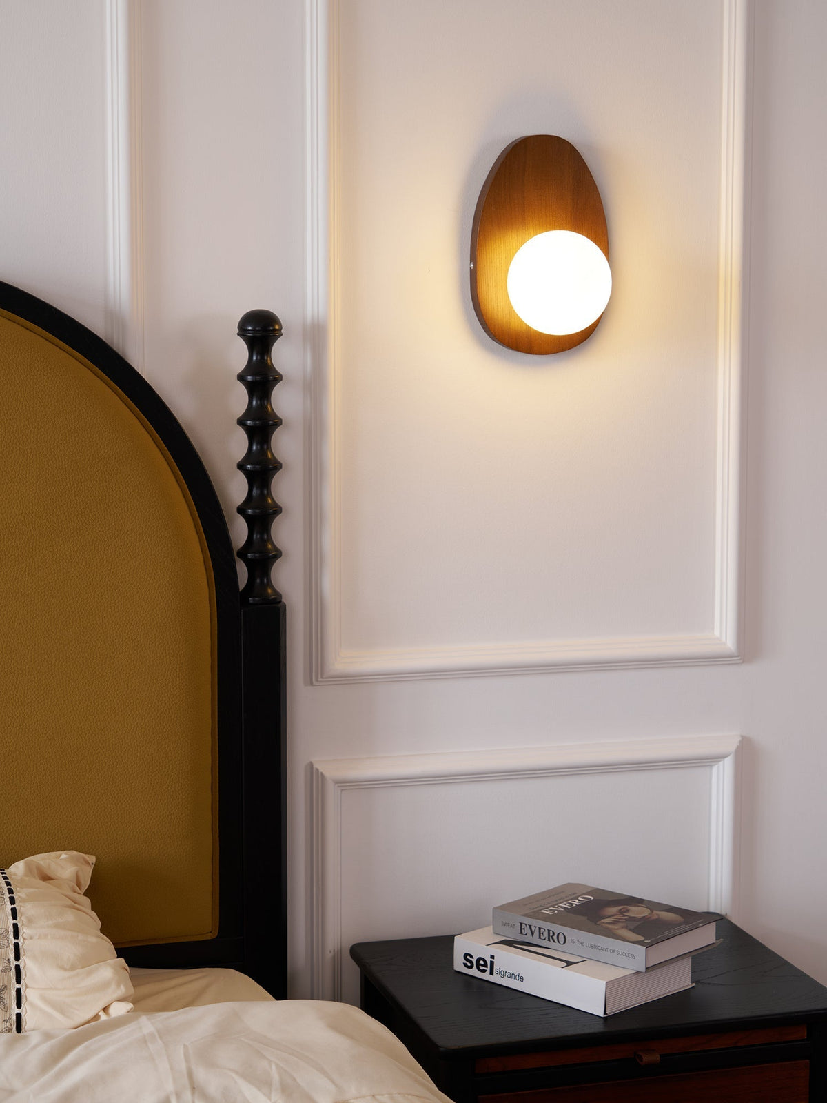 Nylaeiel aplique de pared de estilo nórdico con casquillo de enchufe en madera de nogal y vidrio enchufable