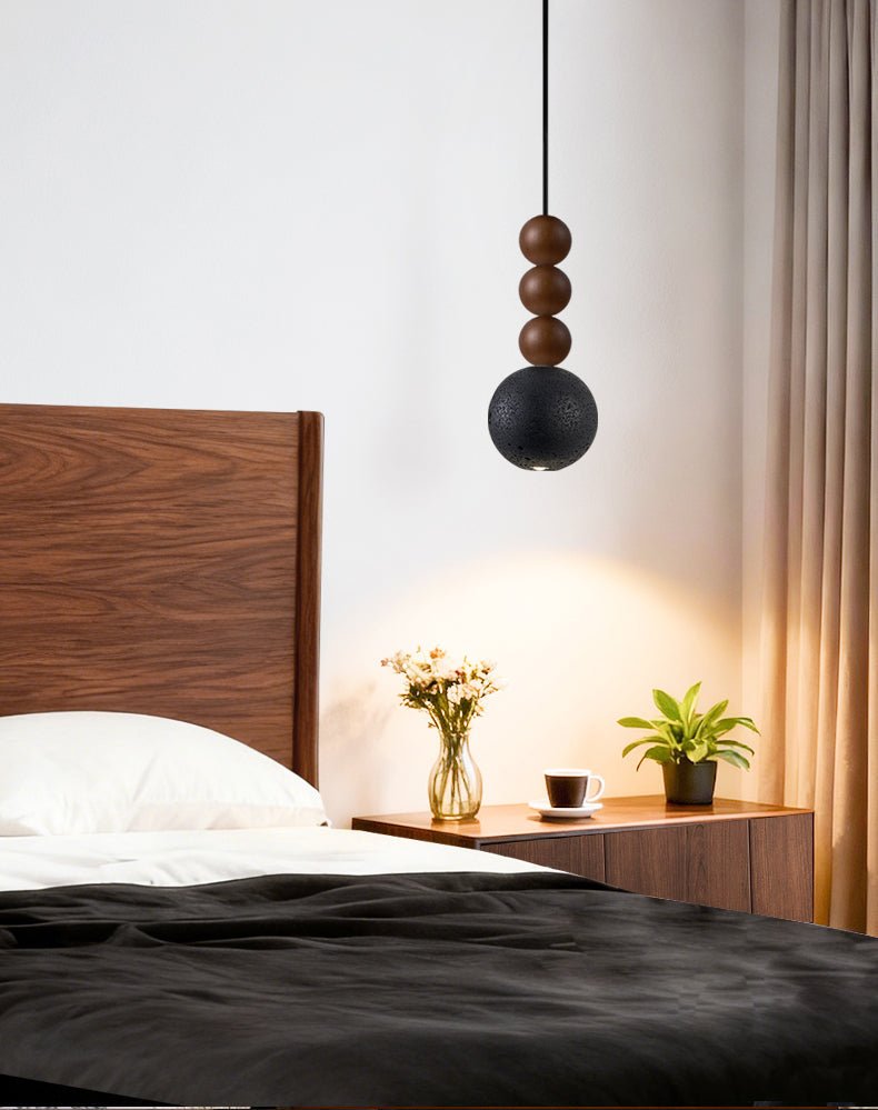 Tizn lámpara colgante moderna de madera con acabado en travertino negro