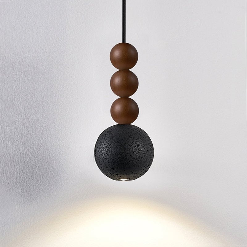 Tizn lámpara colgante moderna de madera con acabado en travertino negro