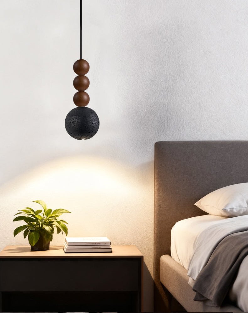 Tizn lámpara colgante moderna de madera con acabado en travertino negro