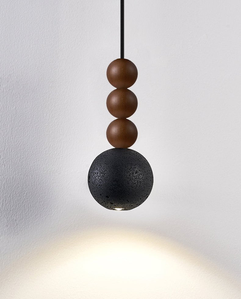 Tizn lámpara colgante moderna de madera con acabado en travertino negro