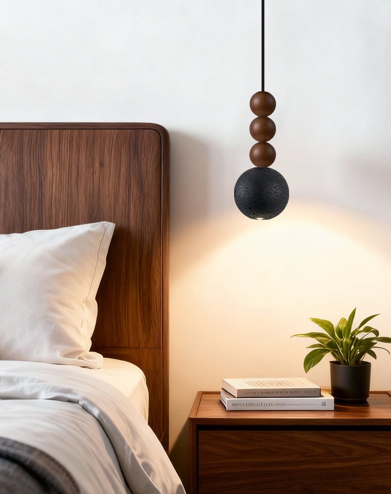 Tizn lámpara colgante moderna de madera con acabado en travertino negro