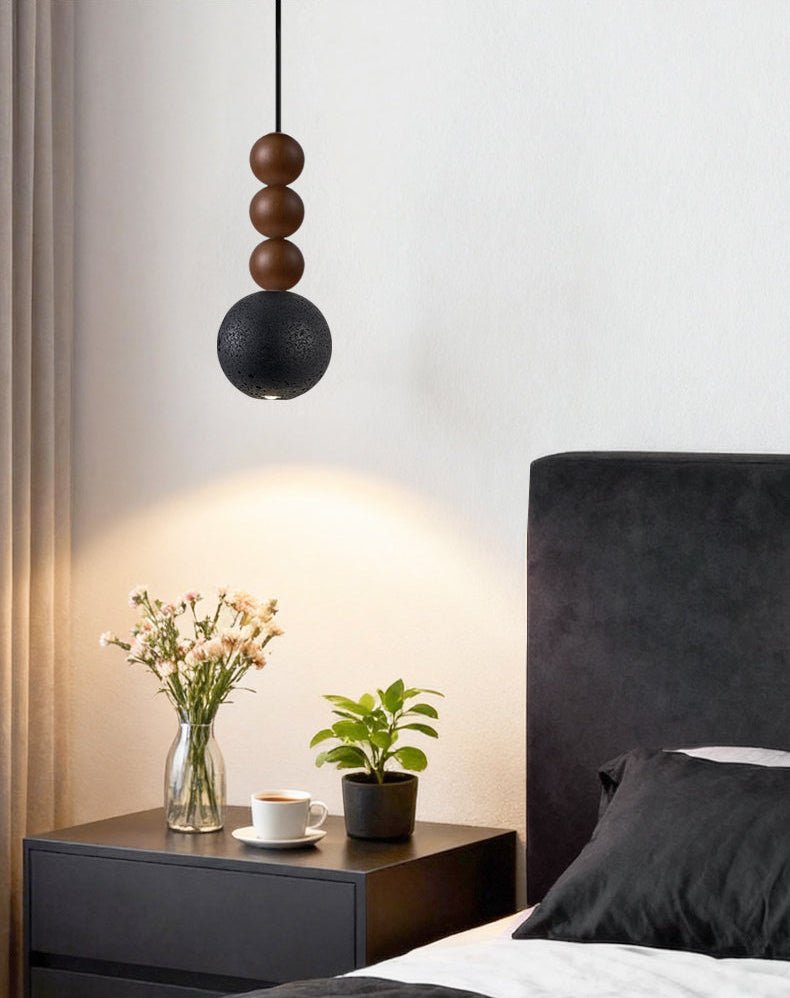 Tizn lámpara colgante moderna de madera con acabado en travertino negro